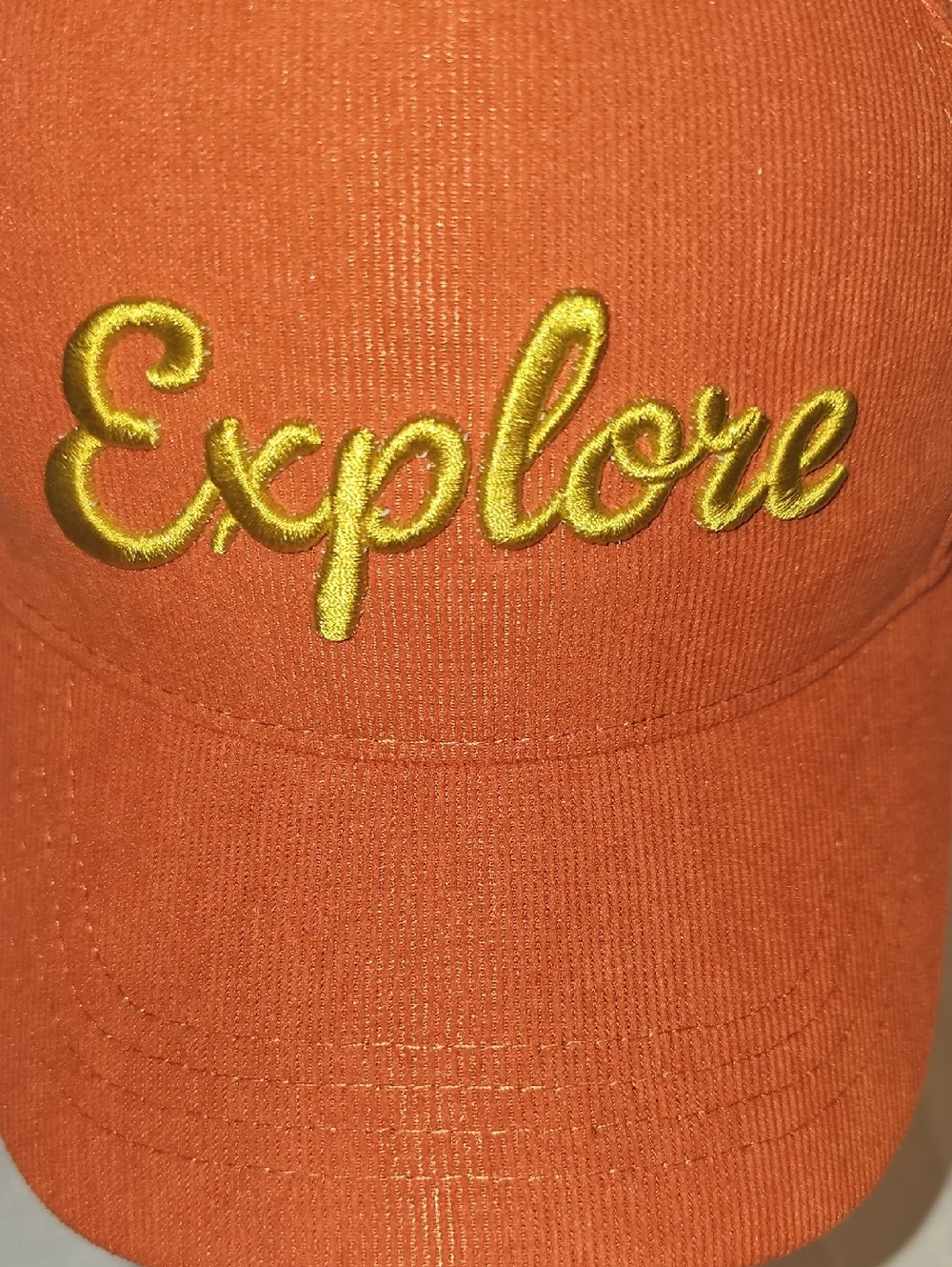 Wonder Nation Kids OSFM 'Explore' Corduroy Baseball Cap Hat Orange Spice New